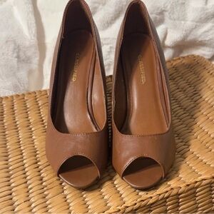 Classified Brown Peep-Toe Heels